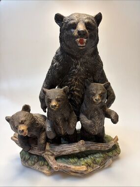 1993 National Parks Collection Porcelain Black Bear Family Statue